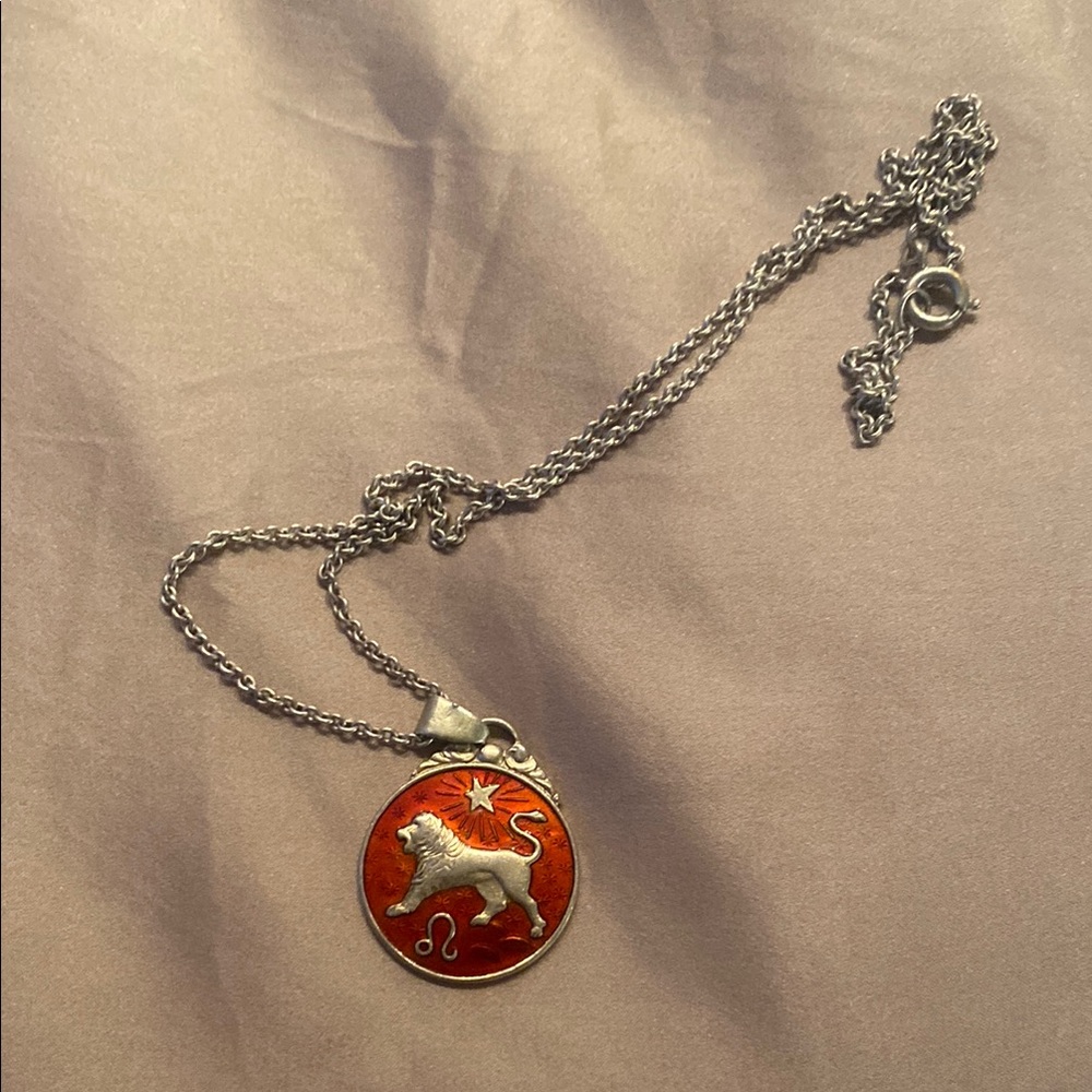 Vintage Danish Silver Leo Pendant Necklace